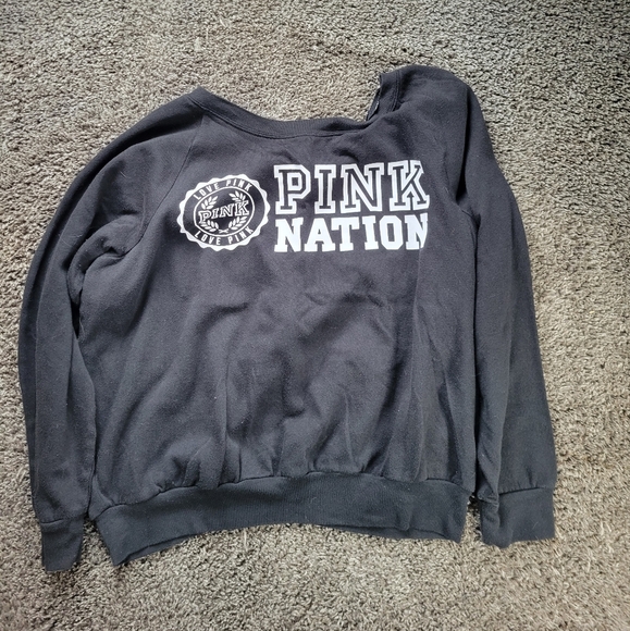 VS PINK SWEATSHIRT Black Logo Sweater Size Large - Picture 1 of 5
